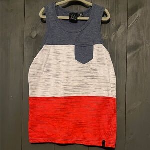 Burnside Blue, White, and Red Kids Tank Top